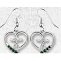 Birthstone Heart & Cross Earrings (May/Emerald)